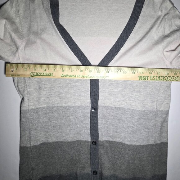 Eddie Bauer Womens Gray and White Striped Cardigan Sweater Size Large - Picture 9 of 12